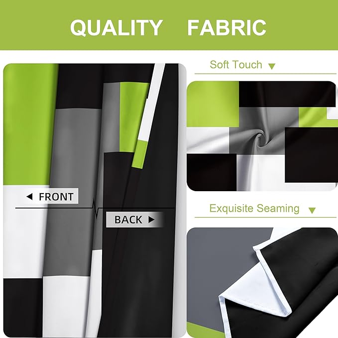 Lime Green 100% Blackout Curtains for Bedroom 96 inch Length 2 Panels Set Light Fresh Modern Abstract Geometric Black Out Curtains Insulated Room Darkening Window Drapes for Living Room, 52Wx96L