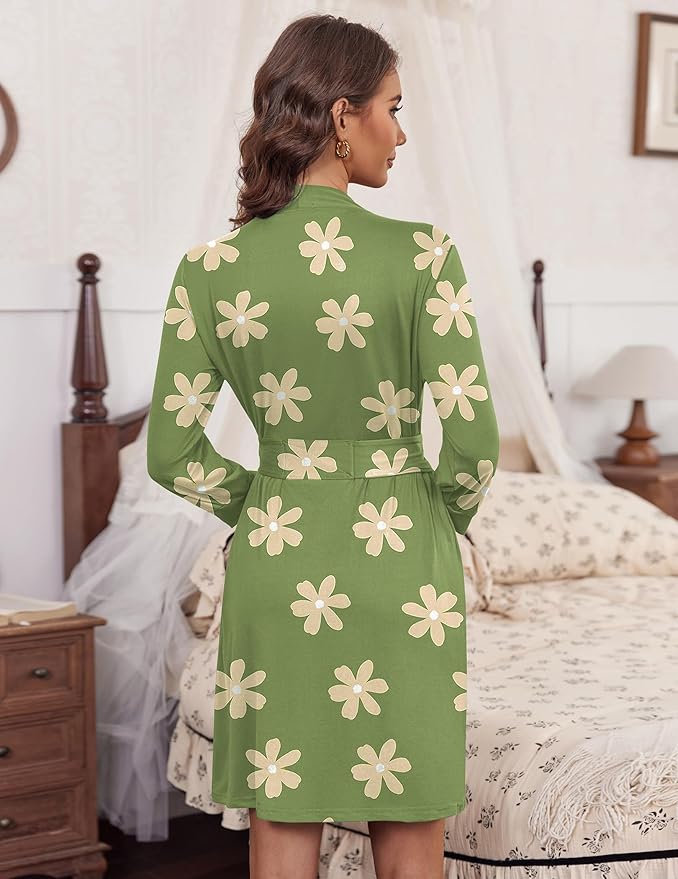 HOTOUCH Womens Robe Lightweight Short Knit Bathrobe Soft Ladies Sleepwear with Pockets