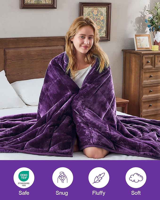 Super Fuzzy Soft Sherpa Fleece Weighted Blankets, 15 lbs Dual Sided Fluffy Heavy Weighted Blankets for Adults - No Bunching with Double Layers of Soft Inner Lining (60"x 80", 15 Pounds)