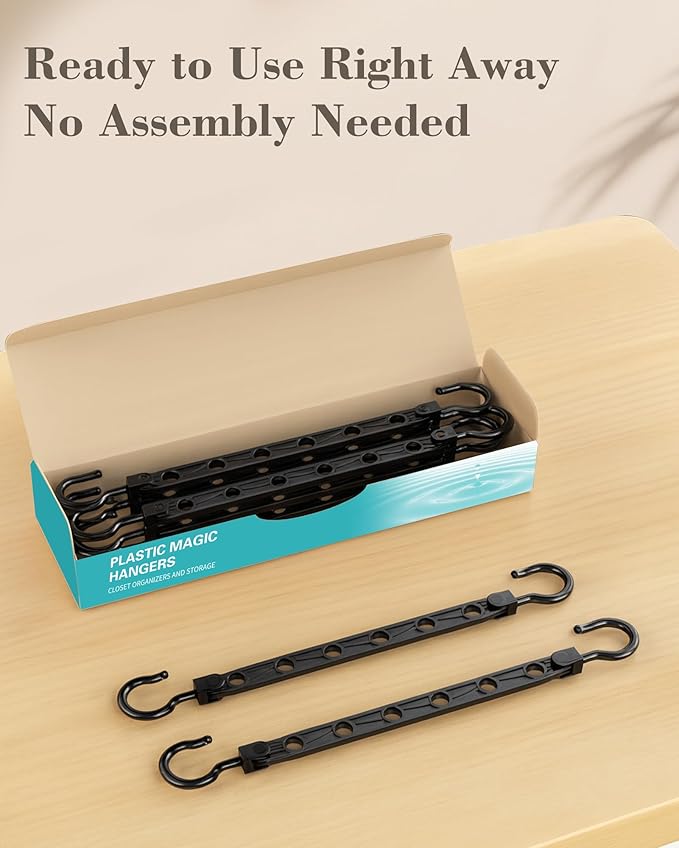 Space Saving Hangers for 96 Clothes, Reinforced Collapsible Hangers with 360° Swivel Hook, Hanger Hooks Space Saver for Closet Organizers and Storage, Dorm Room Essentials, Fully Assembled, Black