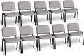 VINGLI Waiting Room Stacking Chairs, 10-Pack Mesh Church Conference Stackable Chair Set, for Office Guest & Reception Meeting Rooms, Lobby, Simple&Space-Saving, Mesh-Grey