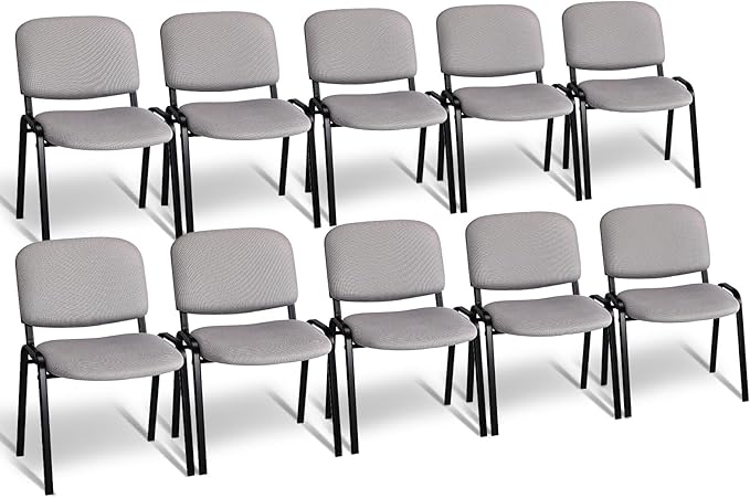 VINGLI Waiting Room Stacking Chairs, 10-Pack Mesh Church Conference Stackable Chair Set, for Office Guest & Reception Meeting Rooms, Lobby, Simple&Space-Saving, Mesh-Grey