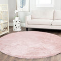 Latepis Soft Pink Round Rugs 6ft for Living Room Non-Slip Circle Faux Rabbit Fur Rug for Bedroom Washable Furry Rug for Nursery Floor Kids Room and Dorm