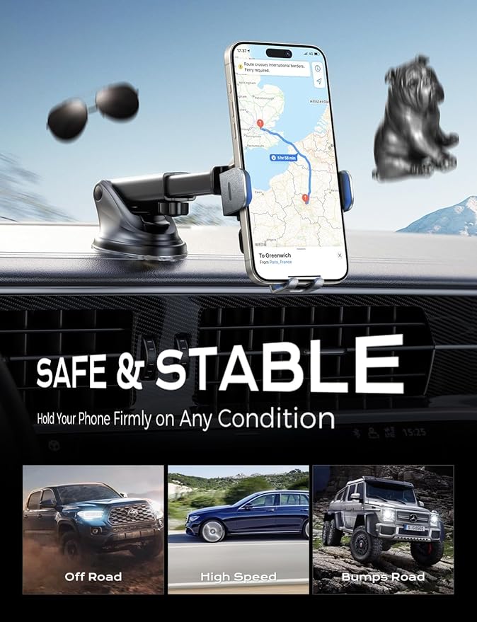 CHGeek 15W Fast Charging Auto Clamping Car Charger Phone Mount Phone Holder (Cranberry)