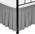 Biscaynebay Wrap Around Bed Skirts with Split Corners for Twin/Twin XL Beds 15" Drop, Silver Grey Adjustable Elastic Dust Ruffles Easy Fit Wrinkle Resistant Silky Luxurious Fabric Machine Washable