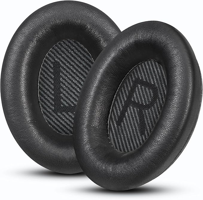 Headphones Replacement Ear Pads, Sheepskin Ear Cushions for Bose QuietComfort 35 (QC35) Improved Durability, Ear Pads Cushions with High-Density Foam, Thickness and Sound Isolation - Black
