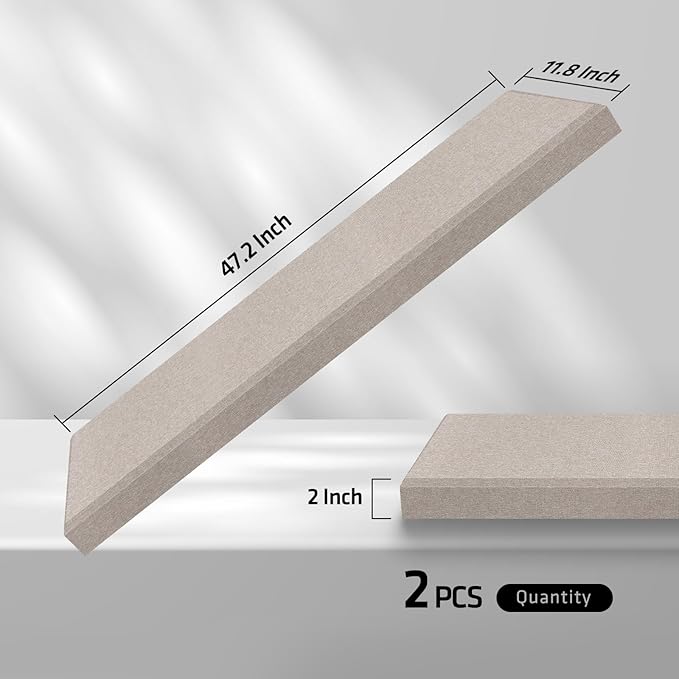 UMIACOUSTICS 2 PCS Fiberglass Acoustic Panels, 48x12x2 Inches Sound Absorbing Panels, Sound Proof Panels for Studios, Office, Home Theater. (Linen)