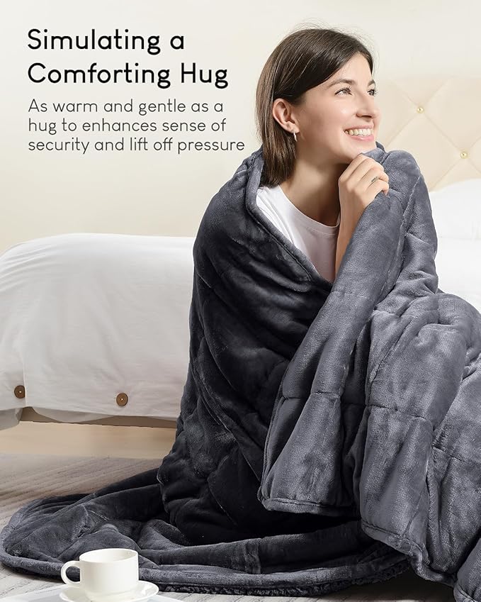 Cottonblue Sherpa Fleece Weighted Blanket 15 lbs for Adult, Soft Fuzzy Sherpa Fleece Weighted Blankets Full Size, Flannel Cozy Heavy Blankets for Sofa Bed, 48 x 72 inches, Dark Grey