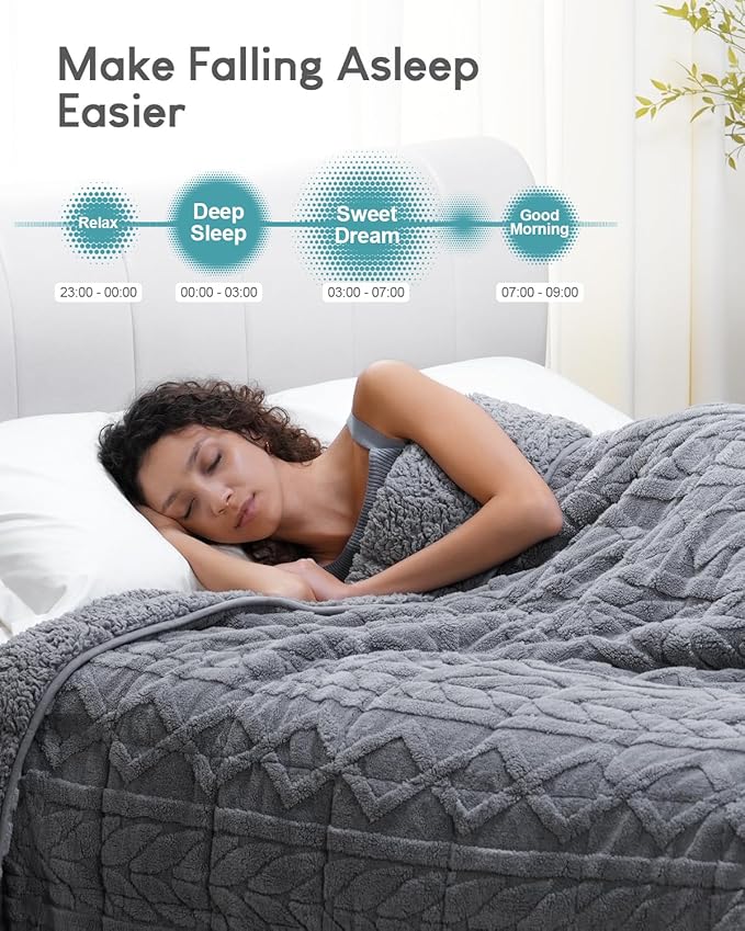 Cottonblue Jacquard Sherpa Weighted Blanket 20lbs for Adults- Soft, Warm, and Thickened Calm Blanket for Ultimate Comfort and Better Sleep, Heavy Weighted Blankets 60x80 Inches, Grey
