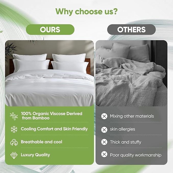 TWK Luxury Sheet Set, Genuine 100% Organic Viscose Derived from Bamboo, Cooling & Breathable, Silky Soft, Bedding Sheets & Pillowcases(White, Queen)