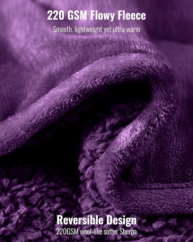 Uttermara Weighted Blanket Queen Size 25lbs 60x80 Inches, Sherpa Weighted Blankets for Adult, Soft Warm Sherpa & Cozy Fleece, Heavy Blanket for Calming and Sleep, Purple