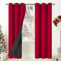 BGment Christmas 100% Blackout Curtains Thermal Insulated with Liner for Living Room Decoration - Grommet Double Layer Energy Saving Bedroom Curtain Drapes (42 x 84 Inches, Red, 2 Panels)