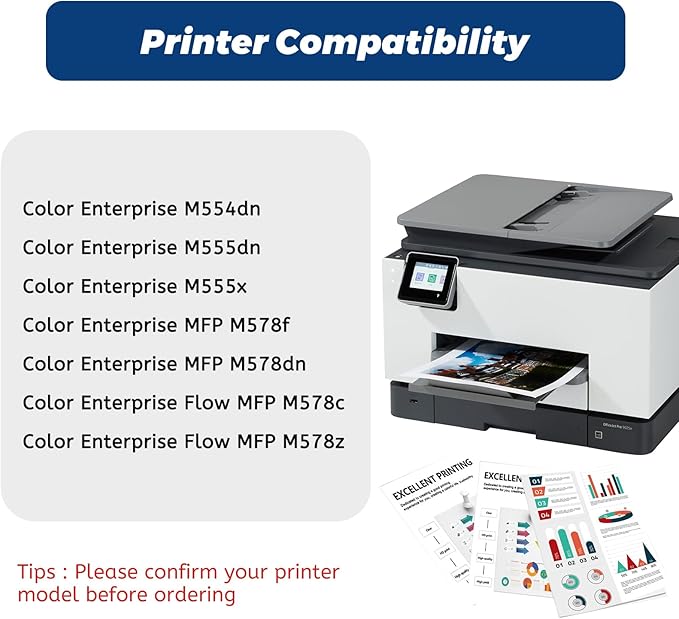 212A Toner Cartridge 4 Pack,for HP 212X W2120A Toner Cartridge for HP Color Laserjet Enterprise M554 M555 Flow MFP M578 Printer,with Upgraded Chip,No Fading,No Streak