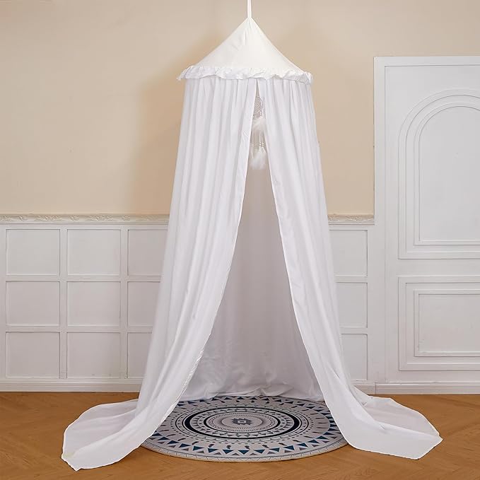 dix-rainbow Princess Decor Canopy for Kids Bed, Soft and Durable Bed Canopy for Girls Room Tent Canopy Dreamy Mosquito Net Bedding, Children Reading Nook Canopies Indoor (White)