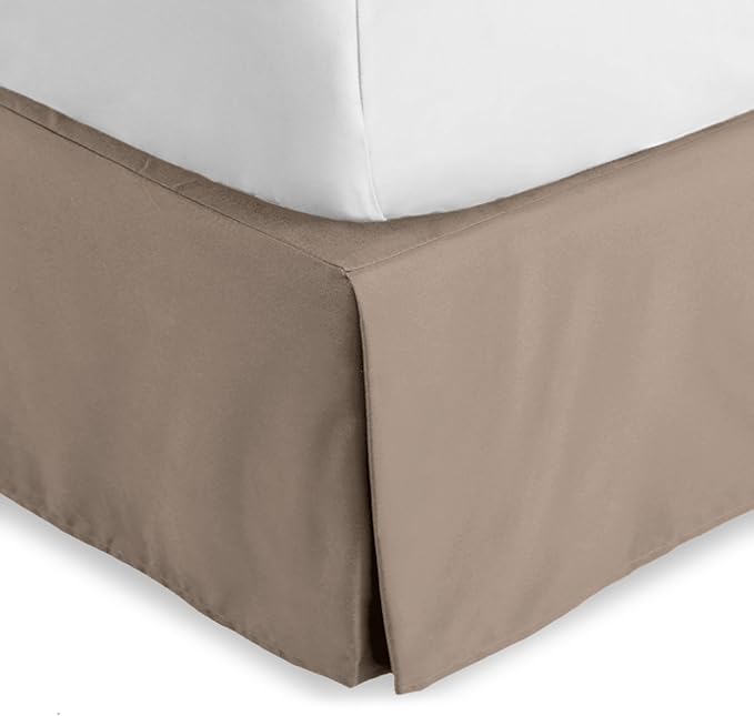 Bare Home Twin XL Bed Skirt - 15-Inch Tailored Drop Easy Fit - Bed Skirt for Twin Extra Long Beds - Center & Corner Pleats (Twin XL, Taupe)