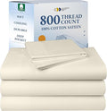 California Design Den Luxury Split King Sheets Sets for Adjustable Bed, Soft 800 Thread Count Sateen, 100% Cotton Set, Includes Twin XL Fitted Sheets - Ivory (Cream Tone)