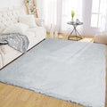 Latepis Grey Fluffy 4x6 Gray Rugs for Bedroom Faux Rabbit Fur Rug Washable Rugs Shag Rug for Living Room, Dorm, Playing Room, Nursery Room