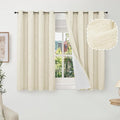 Linen Blackout Curtains 54 Inch Length 2 Panels for Bedroom, Thermal Insulated Total Light Blocking Noise Reducing Window Curtains for Farmhouse, Bronze Grommet, Cream, Each 52" Wide