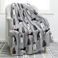 Jekeno Penguin Blanket Gifts for Women Men Couple Husband Wife Boyfriend Girlfriend Wedding Anniversary Birthday Christmas Girls Boys Teens Gift Antarctic Animals Throw Blanket Grey 60"x80"