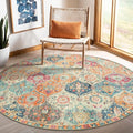 Lahome Moroccan Trellis Washable Round Area Rug, Soft Round Rugs 6ft Ultra-Thin Non-Slip, Vintage Large Circle Carpet for Bedroom Living Room Kitchen Nursery, Cream/Multi
