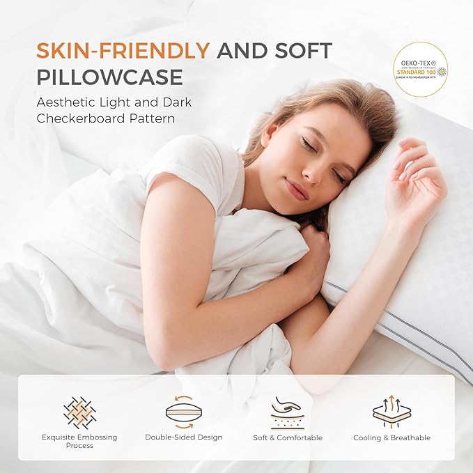 Sweetnight Bed Pillows King Size Set of 2, Fluffy Luxury Hotel Collection Gusseted Large Pillows for Neck and Shoulder, Side Back Stomach Sleeper Pillow, Cozy Night 18"X34"