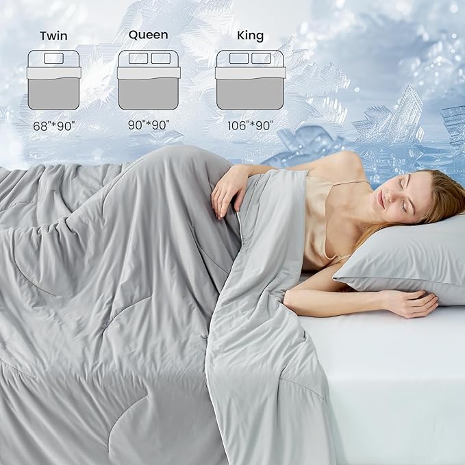 Cozy Bliss Cooling Comforter King Size Dual-Sided, Ultra-Soft Cooling Blankets for Hot Sleepers and Night Sweats, Breathable Lightweight Silky Smooth, Cool Grey