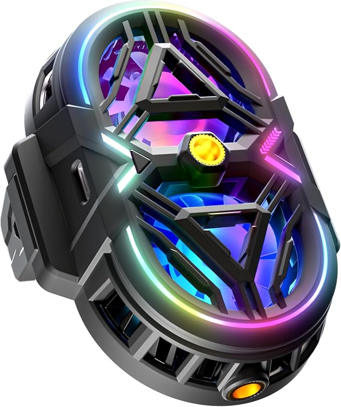 Cell Phone Cooler with LED, Cooling Power, Compatible with 2.5-3.5 Inch Wide Smartphones for Gaming, Live Streaming and Video Recording