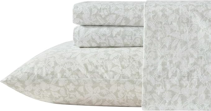 Tommy Bahama - Queen Bed Sheets, Crisp & Cool Cotton Percale Bedding with Matching Pillowcases, Lightweight Bed Set, Oeko-Tex Certified (Palm Day Green)