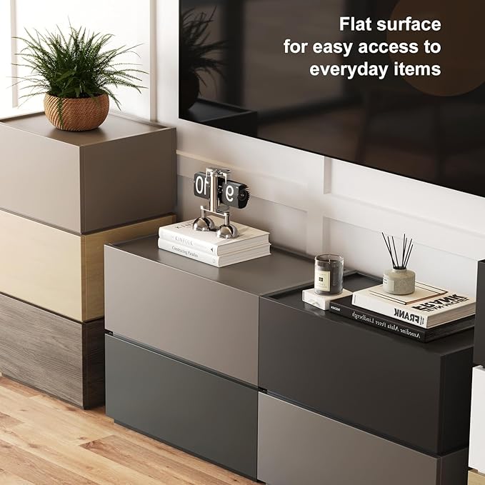Stackable Storage Drawers, Wooden Drawer Storage Organizer, Modern Nightstands with Wooden Drawers, Small Storage Cabinet, Modular Design, Available in 2 Sizes for Versatile Use Walnut Small