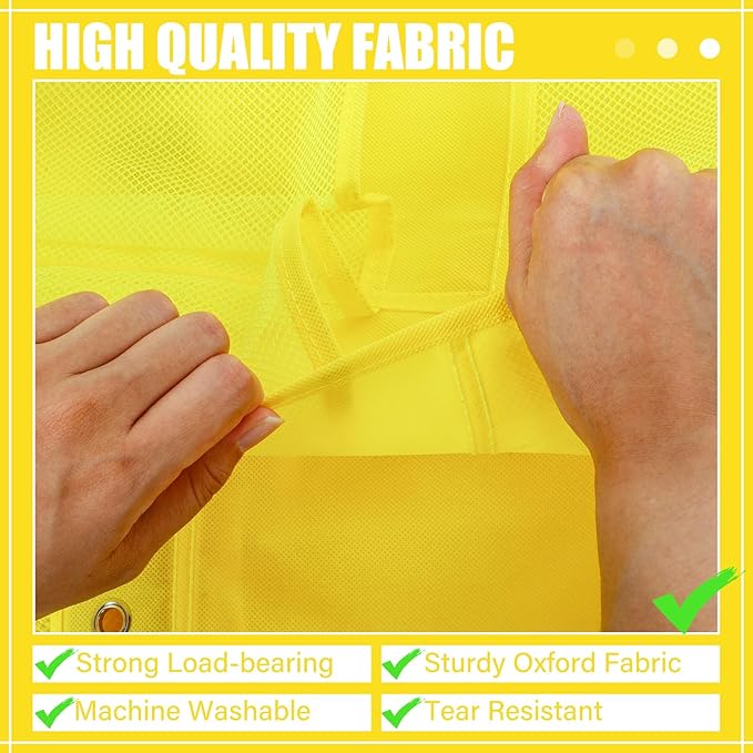 Windyun 40 Over the Door Shoe Organizer Large Mesh Pocket Hanging Shoe Rack for Closet Yellow Nonslip Behind Door Storage Holder Back to School Organizer for Dorm Room College Classroom Storage