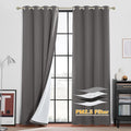 RYB HOME Noise Reducing Barrier for Bedroom, Totally Blackout Curtains and Drapes Energy Smart Window Treatment Anti Dust Divider Filtering PM2.5 Pollen Smog, Grey, W52 x L95 inch, 2 Panel