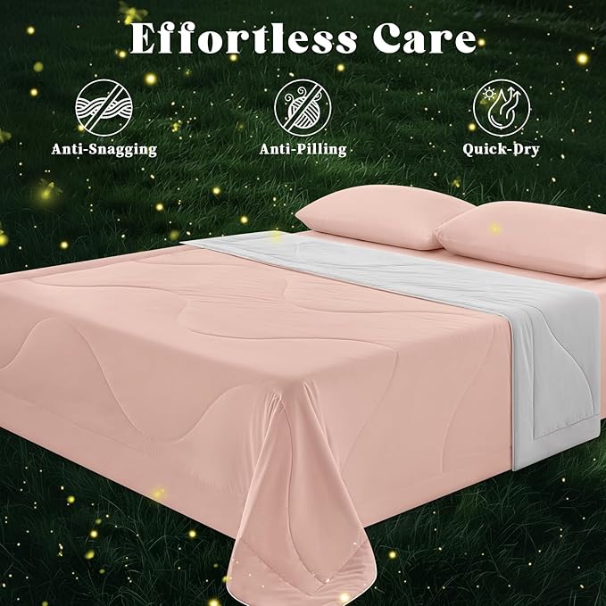 Cooling Comforter King Size, Double-Sided Cooling Blanket for Hot Sleepers & Night Sweats, Arc-Chill Q-Max > 0.4 Breathable Ice Blanket, Lightweight Cold Comforter (108''x90'', Pink)