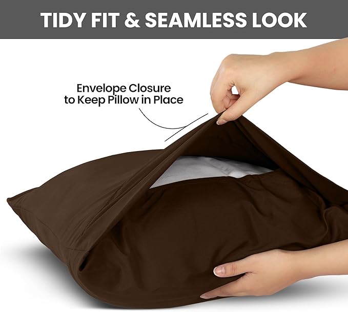 Utopia Bedding Pillow Cases Standard Size 2-Pack – Soft Brushed Microfiber – Envelope Closure – Perfect for Hospitals, Hotels, Guest Rooms – Oeko-TEX Certified, 20x26 Inches (Brown)