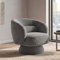 Swivel Accent Chair, Modern 360 Degree Swivel Barrel Chair with Arms & Curved Back and Lumbar Support Cushion, Comfy Round Single Boucle Sofa for Small Space, Living Room, Bedroom, Gray