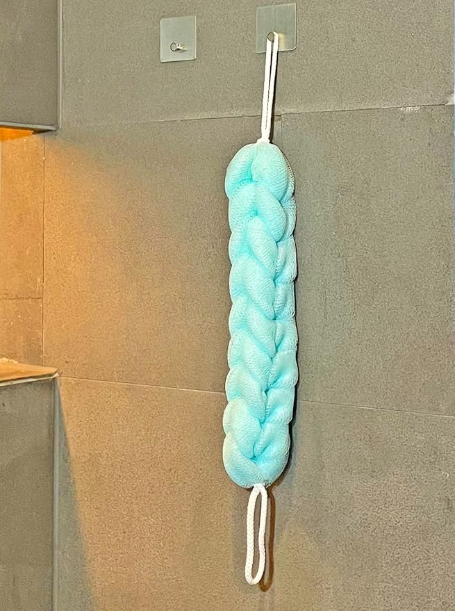 Long Stretch Back Sponge with Rope Handles Back Scrubber Bath Shower Mesh Sponge Exfoliating Body Scrub Stretch Braided Loofah for Men and Women(2-Pack,Green)