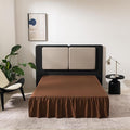 Brown Bed Skirt King Size Ruffled Bed Skirt with Split Corners, King Bed Skirt 16 Inch Drop, King Size Bed Skirt Brown for Ruffled Bed Skirt with Split Corners, Bed Skirt King Size