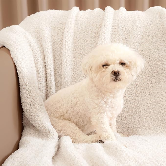 Snuggle Sac Ultra Soft Ivory Bedding Blanket Twin XL, Warm Fluffy Microfiber Blankets for Bed, Living Room, Oversized Bed Blanket Dupes, Heather Ivory, 66x90 inches