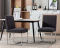 CIMOTA Black Modern Dining Chairs Set of 2, Upholstered Dining Room Chairs Armless Guest Side Chair with Chrome Base for Dining Room/Kitchen, Charcoal Black, 2PCS