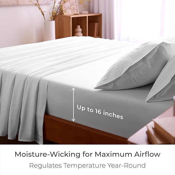 Mellanni King Sheet Set - 6-Piece Iconic Collection Bedding, (Including 4 Pillowcases), 16-Inch Deep Pocket, Easy Care, Extra Soft, Cooling Sheets, Brushed Microfiber - White