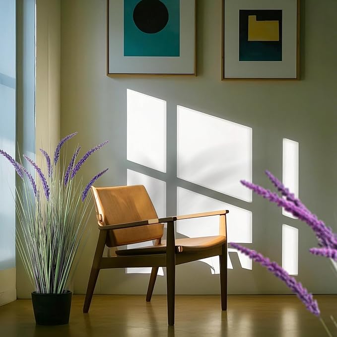 KOL 4ft 2-Pack Artificial Veronica Horsetail Reed Grass – 47in Tall Faux Purple Grass Plants in Pots, UV Resistant Fake Greenery for Indoor Outdoor Home, Office, Patio & Wedding Décor