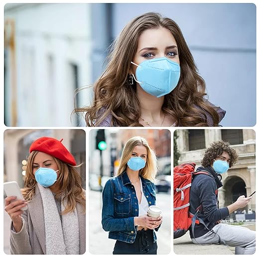 KN95 Face Masks 50 Pcs, 5-Ply Protection Blue KN95 Mask, Disposable Face Masks for Adults