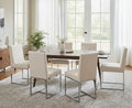CIMOTA Modern Dining Chairs Set of 6, Upholstered Dining Room Chairs Armless Guest Side Chair with Chrome Base for Dining Room/Kitchen, Beige, 6PCS