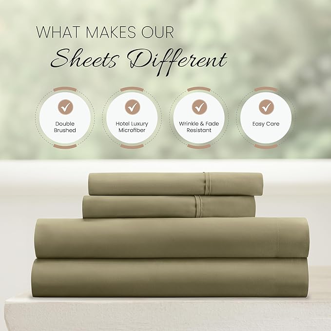 Linen Market Bed Sheets for Full Size Bed (Sage) - Sleep Better Than Ever with These Soft and Cooling Full Sheets - Deep Pocket Fits 16" Thick Beds - 4 Piece Full Sheet Set