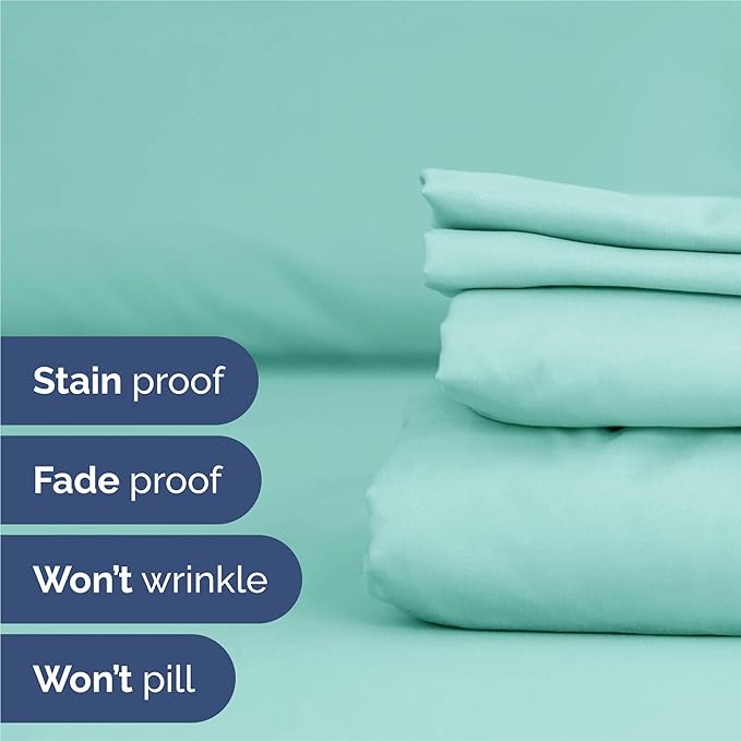 King 6 Piece Sheet Set - Cooling, Comfy & Breathable - Hotel Luxury Bedding, Includes Fitted Sheet for Women, Men, Kids and Teens - 1 Flat, 1 Fitted Sheet, 4 Pillowcases with Deep Pockets - Spa Blue