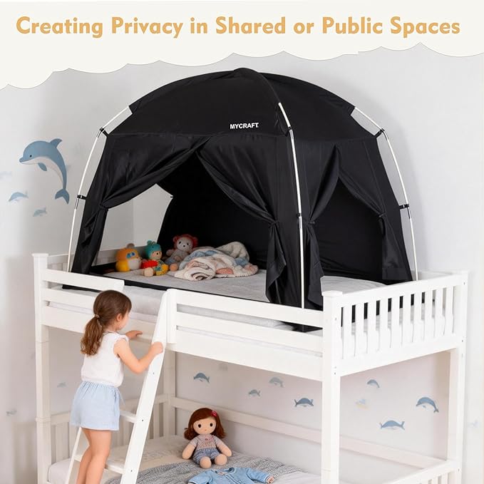 Bed Tents Canopy Bed–Privacy Dream Tent for Cozy Indoor Sleeping, Light-Reducing,and Breathable, with 4 Doors Floor Tent Bed–Available in Twin, Full, and Queen Sizes