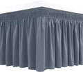 Biscaynebay Wrap Around Bed Skirts for King & Cal King Beds Extra Long Drop of 25", Dark Grey Adjustable Elastic Dust Ruffles Easy Fit Wrinkle Resistant Silky Luxurious Fabric Machine Washable