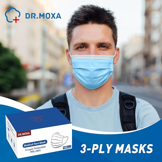 100 Pack Disposable Face Masks ASTM Level 2, Medical Grade 3 Ply Protection Face Mask for Adults - Comfortable,Soft, Breathable