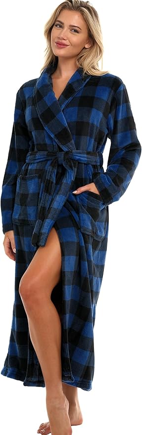 Alexander Del Rossa Plush Robe for Women, Long Fleece Winter Bath Robe, Plus Size