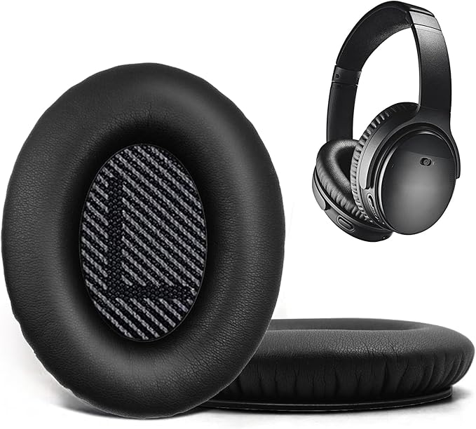 Replacement Ear Pads for Bose QuietComfort 35 35 II 15 25(qc 35 25 15/QC35 ii), Headphone Ear Covers, High Density Memory Cotton, Soft Leather, Adaptive Noise Isolation Headphones Pads Cushions