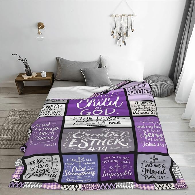 Christian Blanket Gift for Women, Inspirational Throw Blanket for Couch, Soft Lightweight Flannel Blanket, 60"x 80" Thoughts and Prayers Blankets for Bedroom Sofa Living Room Decoration